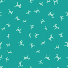 Green Dog Icon Isolated Seamless Pattern On Green Background. Vector