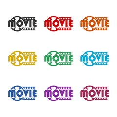 Poster - Movie word icon isolated on white background, color set