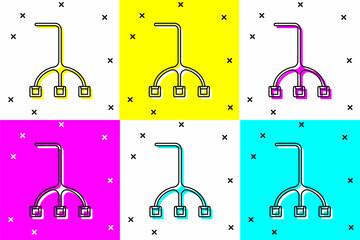 Sticker - Set Walking stick cane icon isolated on color background. Vector