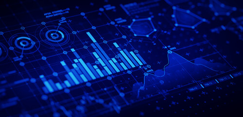 Wall Mural - financial data document graph chart report statistic marketing research development planning managem