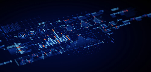 Wall Mural - financial data document graph chart report statistic marketing research development planning managem