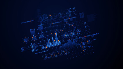Wall Mural - financial data document graph chart report statistic marketing research development planning managem