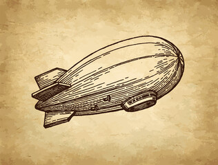 Wall Mural - Airship ink sketch.