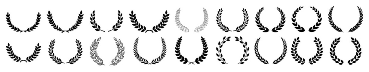 Wall Mural - circular laurel foliate vector icon mega set