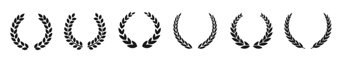 Wall Mural - circular laurel foliate vector icon mega set