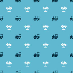 Wall Mural - Set Toy train and Swing car on seamless pattern. Vector