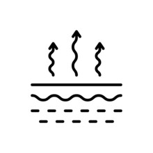 Moisture Evaporation Of Skin Line Icon. Skin Water Loss Pictogram. Skin Structure And Arrows Up Moisture Wicking Process, Skin Odor Concept Outline Icon. Editable Stroke. Vector Illustration