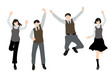 © yuko sakuragi  - イラスト素材：ジャンプして喜びを表現した生徒のセット（ベストのみ）