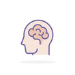 Human brain icon in filled outline style.