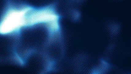 Wall Mural - Abstract dot white blue wave gradient texture technology background.