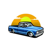 Classic Hot Rod Pickup Truck Vector Illustration Isolated