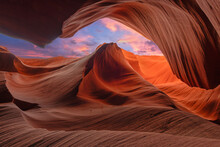 Panoramic Abstract Background Canyon Antelope Near Page, Arizona, America. Travel Concept.	