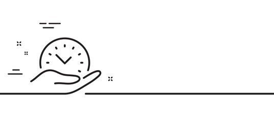 Safe time line icon. Clock sign. Office management symbol. Minimal line illustration background. Safe time line icon pattern banner. White web template concept. Vector