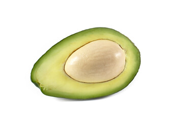 Half an avocado on white background