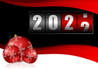 Aufkleber - New year 2022 illustration with christmas balls and counter