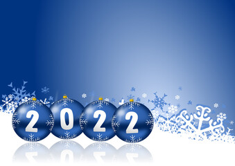 Wall Mural - Christmas concept new year 2022 illustration, winter design greeting card with snowflakes