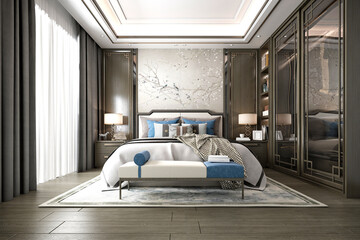 3d render of hotel room