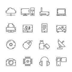 Wall Mural - Line computer and technology icons - vector icon set