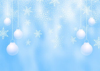 Poster - Christmas background with snowflakes and baubles