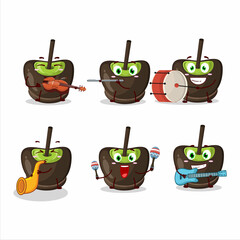 Sticker - Cartoon character of chocolate sugar candy playing some musical instruments