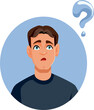 © nicoletaionescu - Confused Young Man Looking for an Answer Vector Cartoon