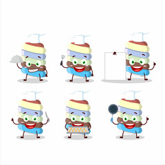 Sticker - Cartoon character of rainbow marshmallow twist with various chef emoticons