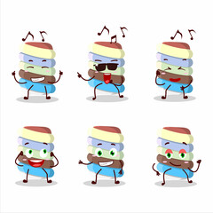 Sticker - An image of rainbow marshmallow twist dancer cartoon character enjoying the music