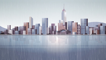 Wall Mural - city buildings skyline modern architecture cityscape background horizontal