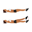 Woman doing Flutter kicks exercise. Flat vector illustration isolated on white background