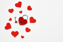 Valentines Day Background With Red Heart Shaped Lock