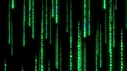 Matrix code green symbols loop 15-sconds