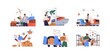 © Good Studio - International logistics and cargo delivery concept. Export and import shipping of goods with transport. Technologies in supply chain management. Flat vector illustrations isolated on white background