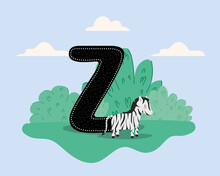 Zebra And Letter Z Card