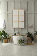 Poster - Stylish bathroom interior with green plants. Home design