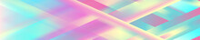 Holographic Glossy Smooth Stripes Geometric Abstract Tech Banner. Vector Art Colorful Background