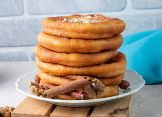 Wall Mural - Hotteok is a classic South Korean dessert. Fried flatbread with butter.