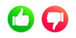 Thumb up and thumbs down icon. Like and dislike, good, positive and negative symbol. Hand with finger up and down. Vector illustration.