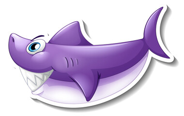 Canvas Print - Purple shark cartoon sticker