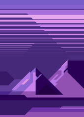 Wall Mural - poster with northern lights and mountains. placard design in abstract style.