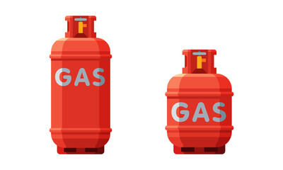 Wall Mural - Propane Red Gas Cylinder as Flammable Fuel Vector Set