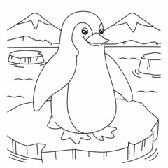 Wall Mural - Penguin Coloring Page for Kids