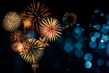 Wall Mural - Fireworks with Abstract bokeh background