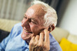 Senior man wearing hearing aid