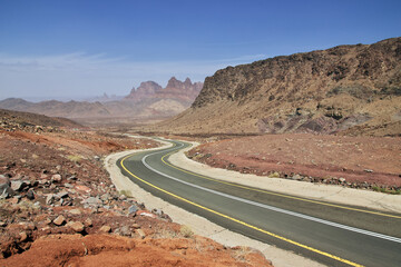 Sticker - The road in Al Shaq Great Canyon, Saudi Arabia