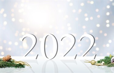 Sticker - happy new year 2022 background holidays card with bright lights,gifts