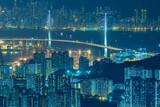 Fototapeta  - Night scenery of aerial view of Hong Kong city