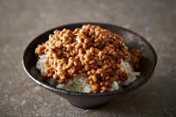 Canvas Print - Natto over white rice