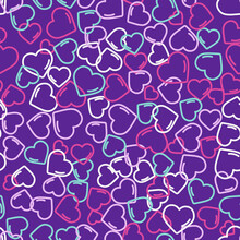 A Purple Seamless Pattern Of Hearts For Valentines Day
