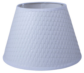 Wall Mural - classic empire cone bell shaped white tapered woven lampshade on a white background isolated close up shot 