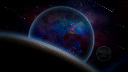 Wall Mural - Exo solar planet in endless space